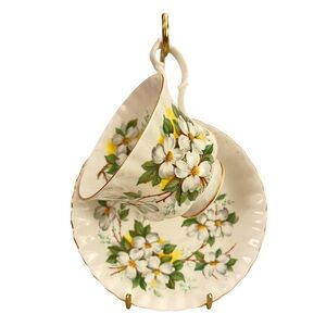 ROYAL ALBERT White Dogwood Bone China Teacup and saucer set